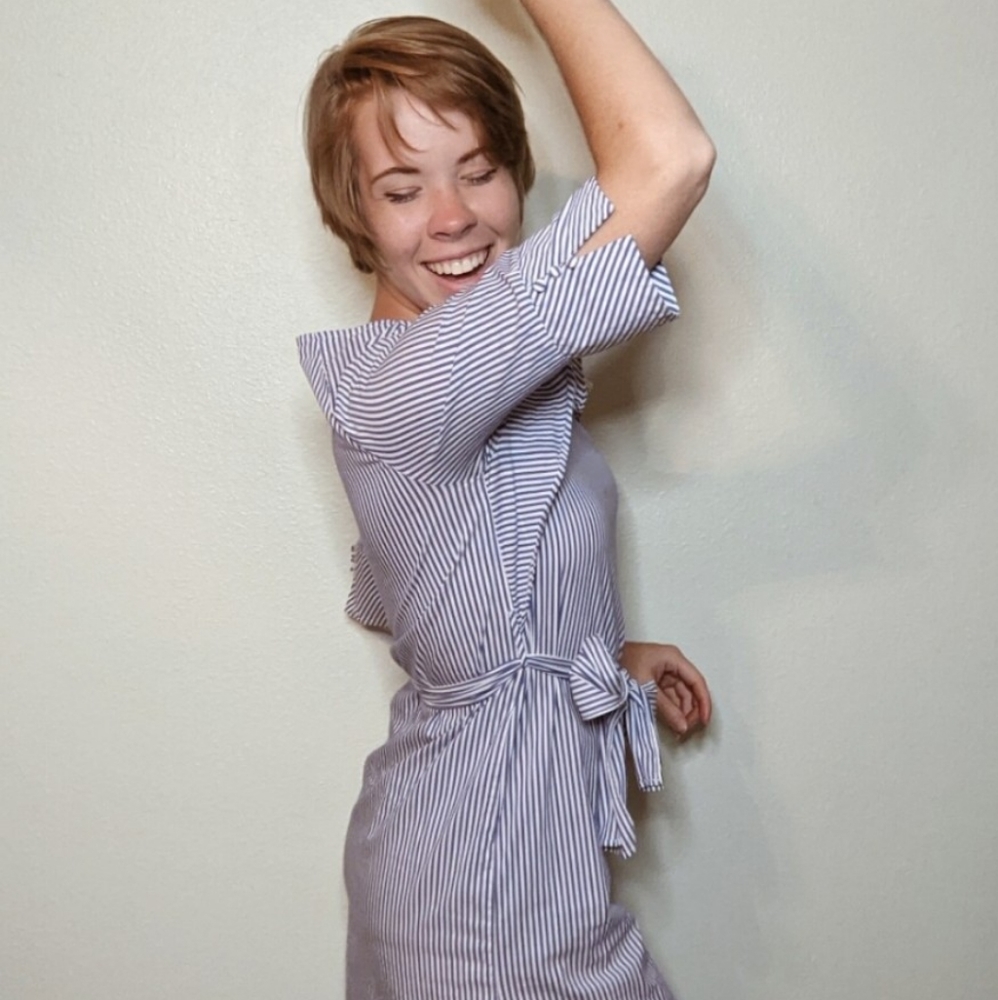 Blue and White Vintage Striped Dress